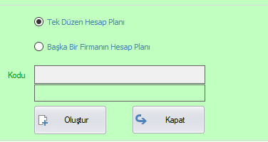 Hesap Planı Oluştur